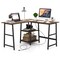 Costway L Shaped Corner Computer Desk Study Table w/Storage Shelves Black/Rustic Brown